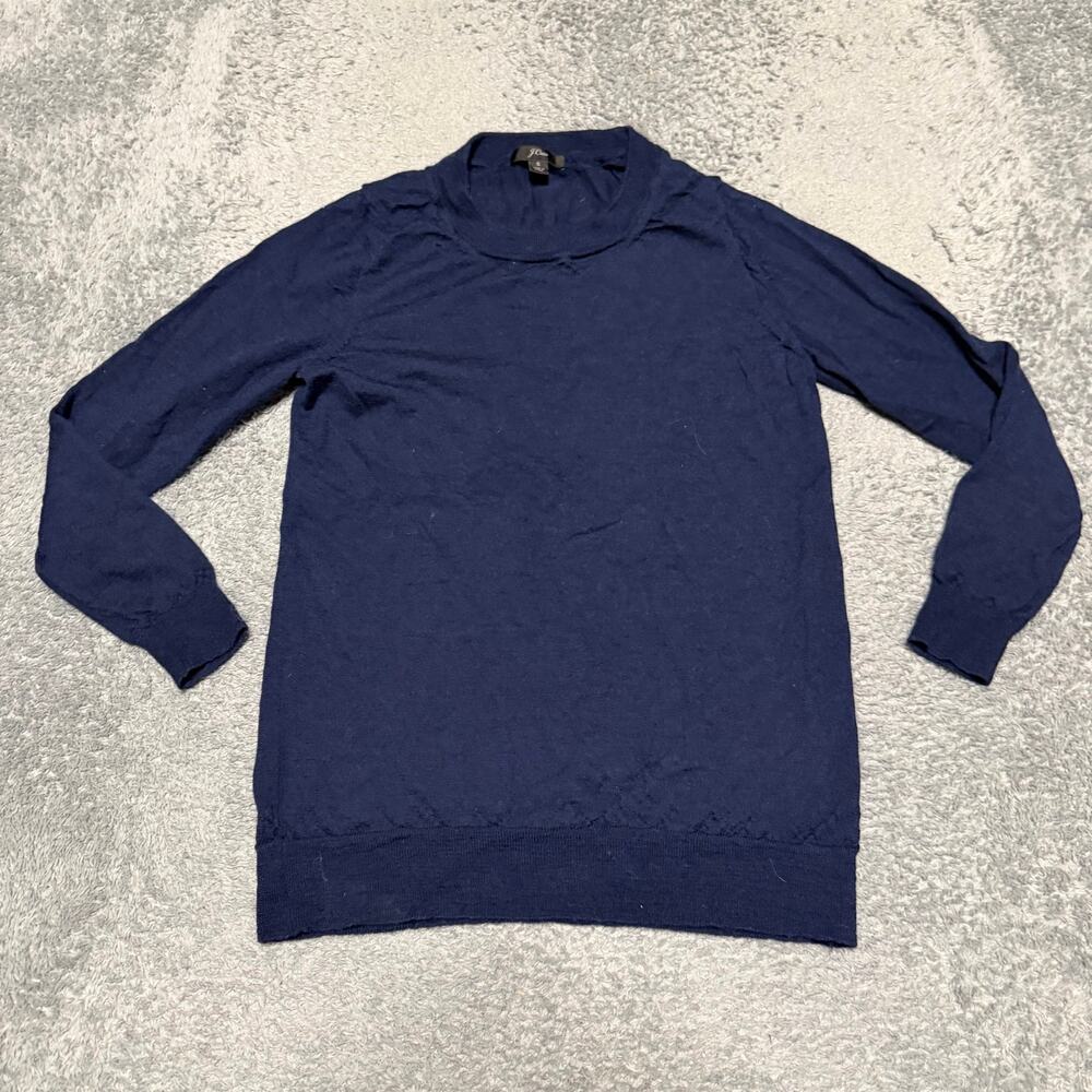 J.Crew Tippi Sweater Womens Small 100% Merino Wool Blue Crewneck Style E1277